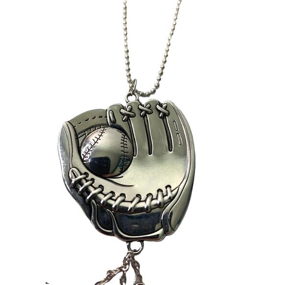 Baseball Glove & Charms Keychain Necklace Pendant Sports Mitt Cap Bat - Picture 5 of 6